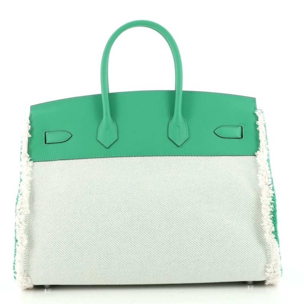 Hermes Fray Fray Birkin Bag Toile and Swift 35 Green, Neutral - Picture 4 of 8